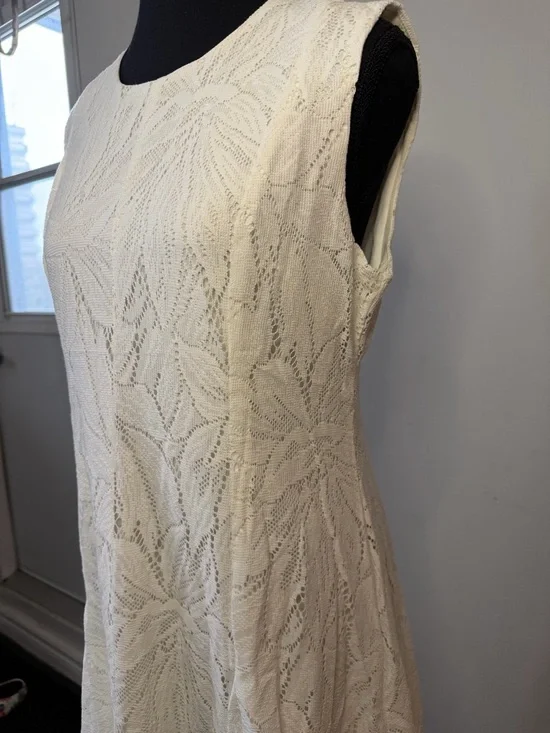 White Lace Maxi Dress - Sleeveless A-Line - Picture 7 of 7